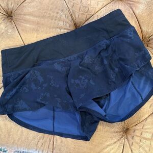 lululemon Black and Navy Speed Up Low-Rised Lined Shorts